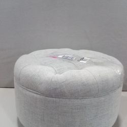 Large Tufted Round Storage Ottoman - HomePop