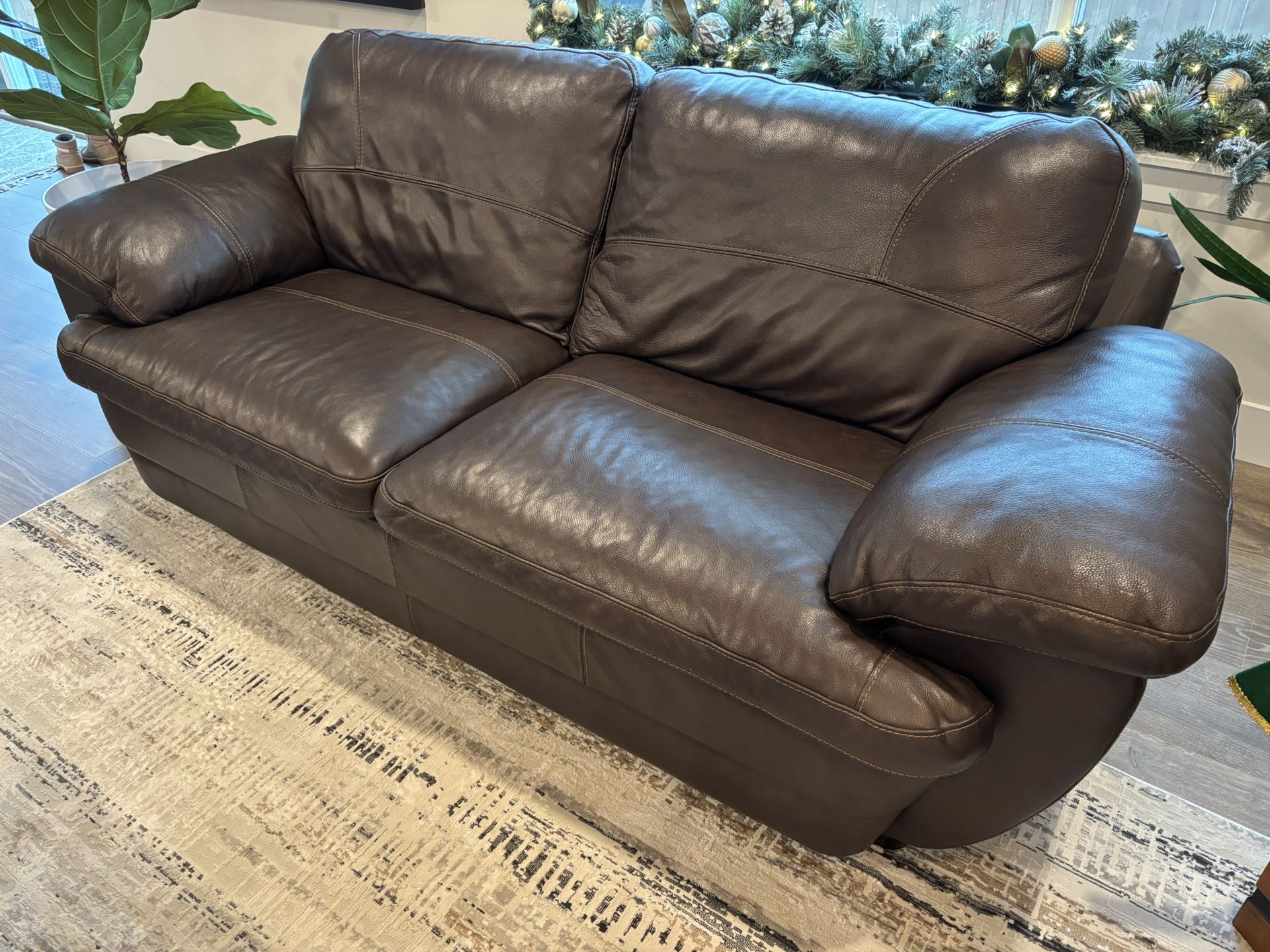Leather Couch Set - 2 Matching Pieces