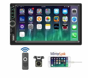 7inch Car Stereo Double Din Radio Touchscreen with Backup Camera Multimedia Car Audio Support Mirror Link, Bluetooth Caller ID, FM/MP3/MP4/USB/Subwoof
