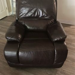 Brown Leather Recliner With Free Sofa And Coffee Tble