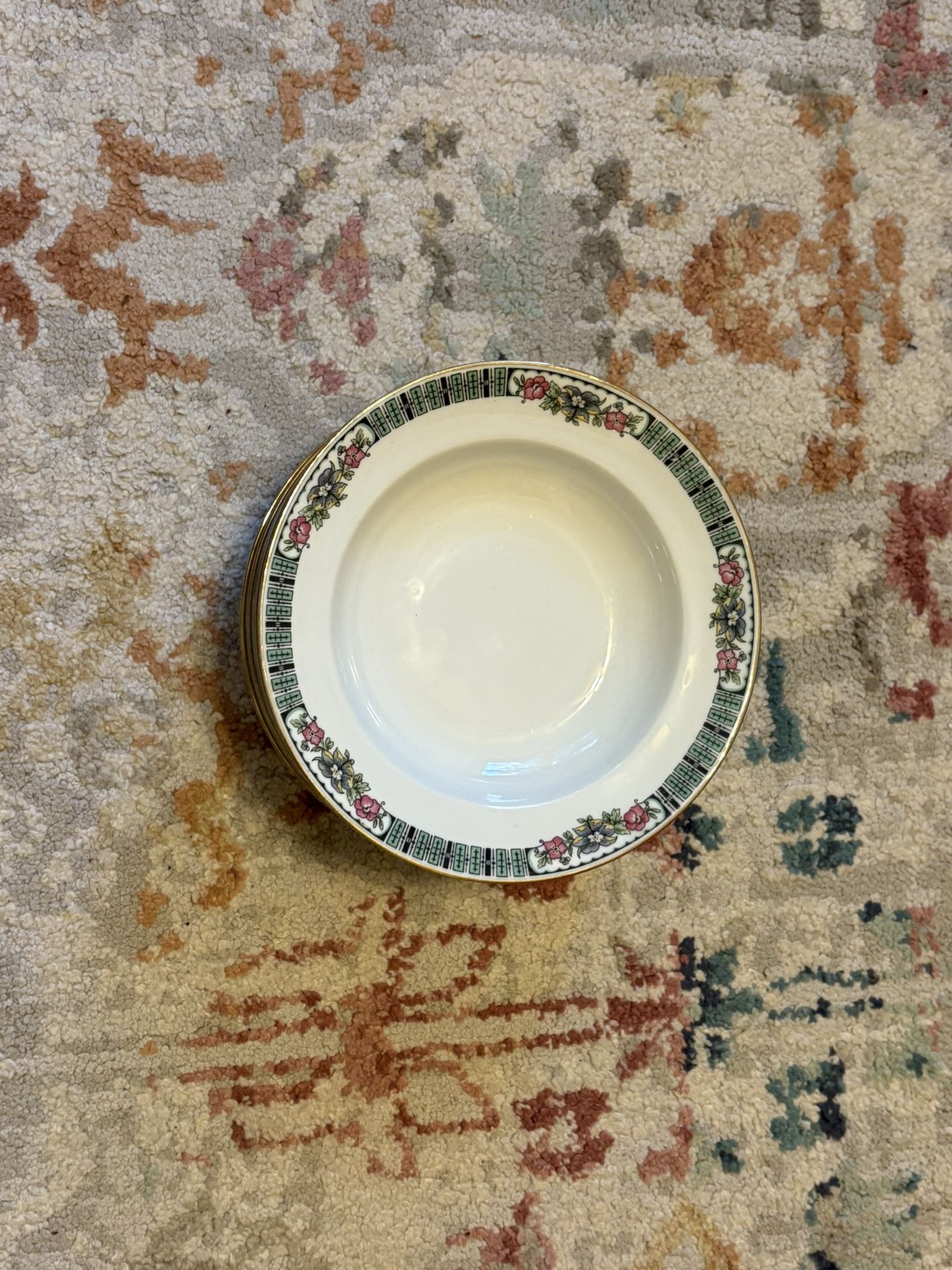 Vintage French “France Déposé” Soup Bowls – Set of 10, Floral Design
