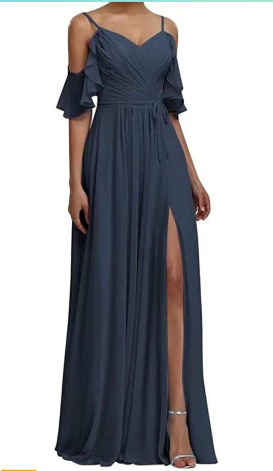 Slate Gray New Bridesmaid Dress Size 4/6