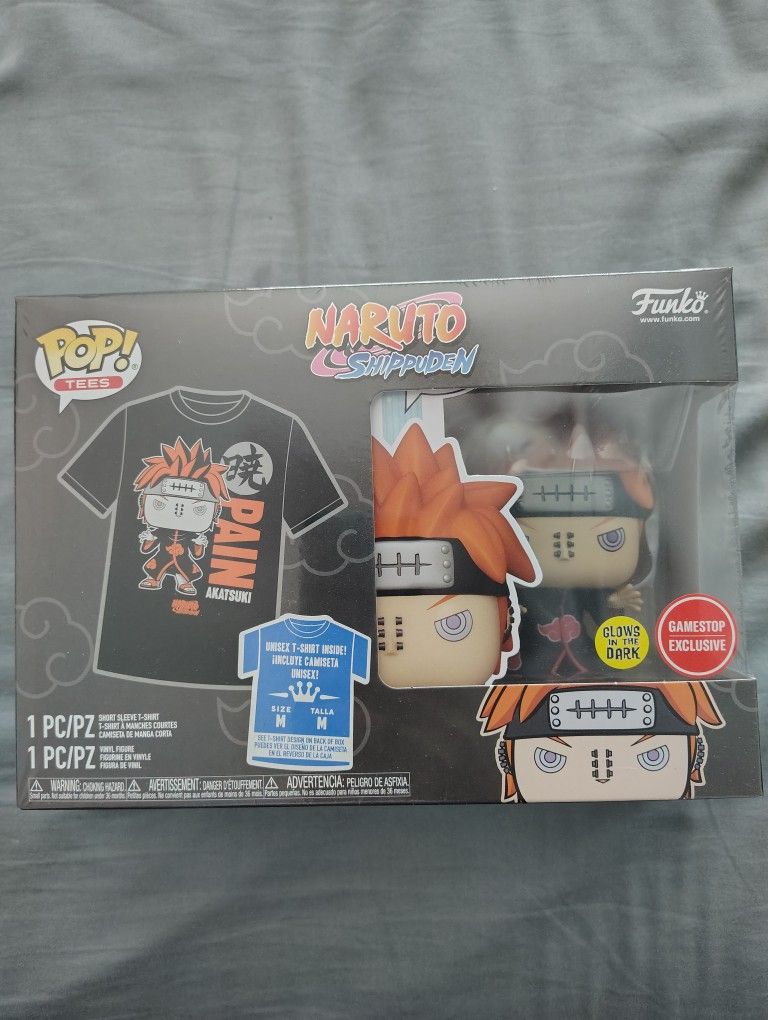 Funko Pop Pain T-shirt Bundle GITD Naruto Shippuden Glow In The Dark MEDIUM