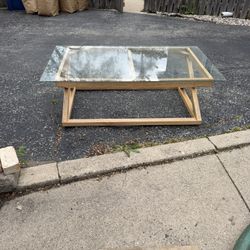 Coffee Table, Wooden Base, Glass Top, 55 by 29.5, 17 high, $50