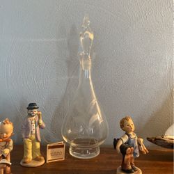 Vintage Grapevine Etched Crystal Wine Decanter - Alcohol Service - Floral