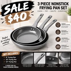 3-Piece Nonstick Frying Pan Set