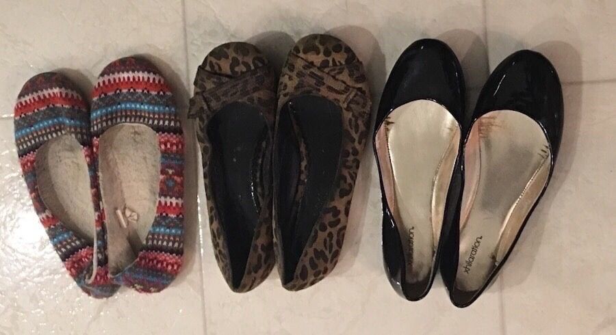 3 pair of flat shoes size 6.5 / 7
