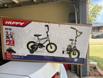 Huffy 12" Rock It Kids' Bike, Fits Riders 37" - 42", Gray/Green.