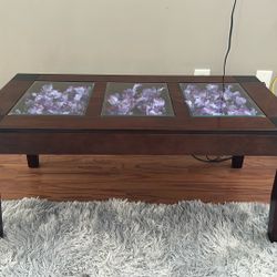 Glass Tops Wooden Shadow Box Coffee Table 