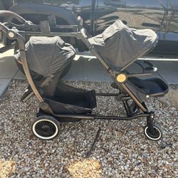 Austlen Entourage Stroller With Second Seat, Snack Tray, And Car seat Adapter