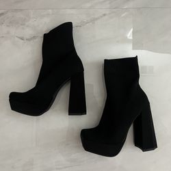 Shein cuccoo Black platform ankle boots