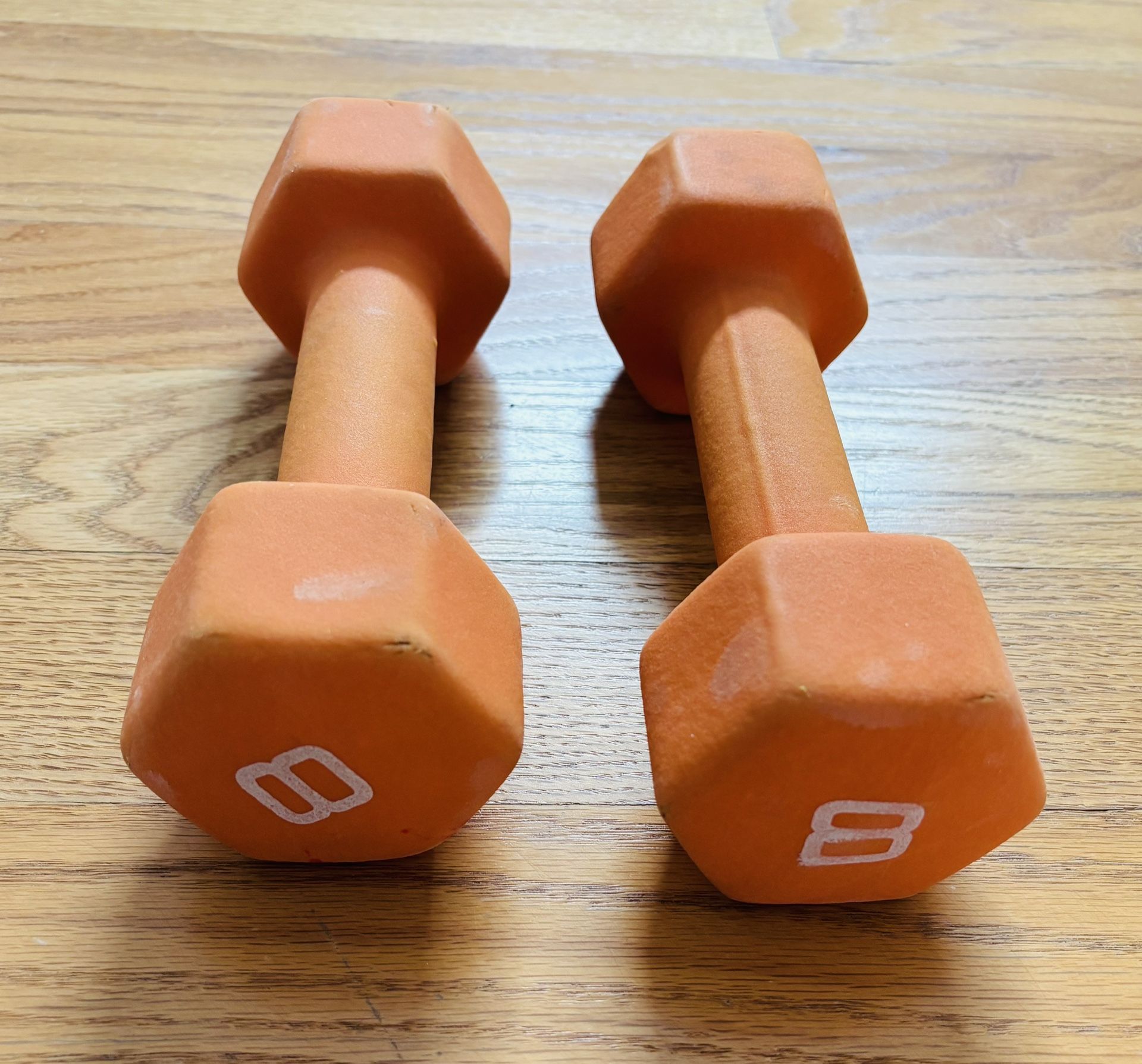 CAP Orange Neoprene Hex 8lb Dumbbell Set