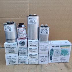 ALL SIZES OF CAPACITORS. I HAVE ANY SIZE ON CAPACITORS CONDENSER AND BLOWER MOTORS