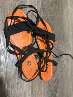 Black Lace-Up Gladiator Sandals