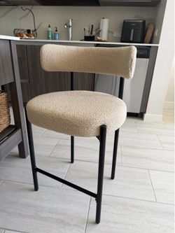 24” upholstered counter stools with metal frame, 3 total