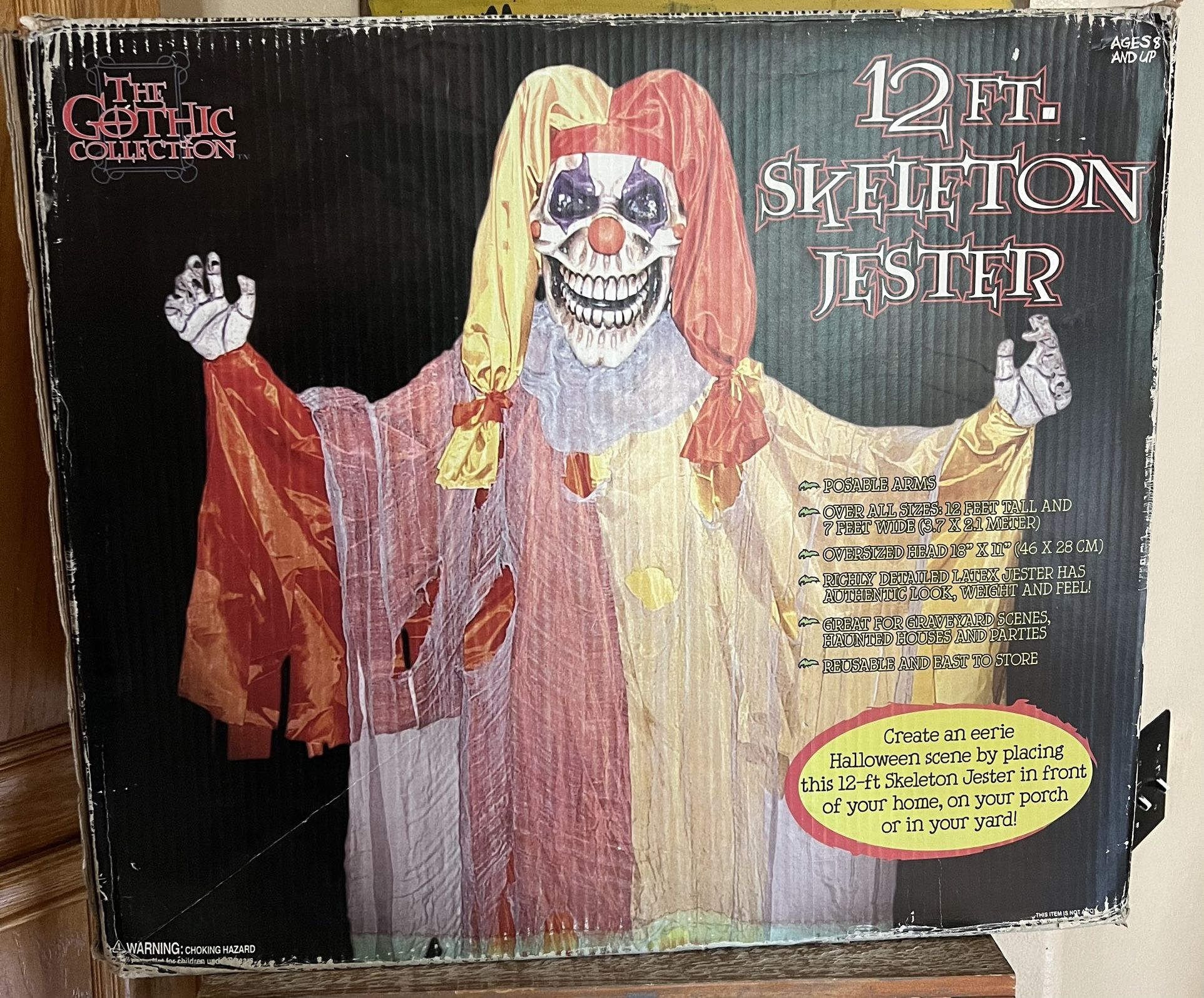 Halloween The Gothic Collection 12 ft Skeleton Jester Hanging Prop! Rare!