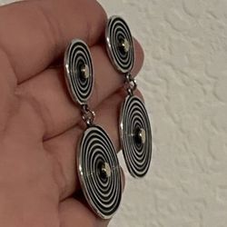 James Avery Retired  14K Gold / silver  Swirl Modernist ContemporaryDangle earrings