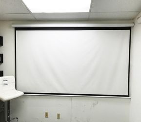 (NEW) $60 Manual 100” 16:9 Projector Screen Manual Pull Down Matte White Viewing Area: 87x49” 