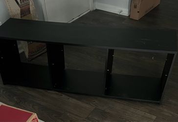 Black Low-Profile TV Stand with Open Shelves