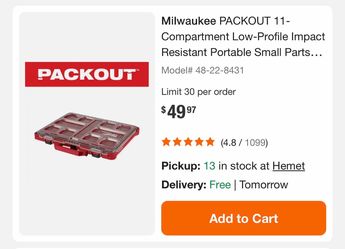 Milwaukee PACKOUT 11-Compartment Low-Profile Impact Resistant Portable Small Parts Organizer