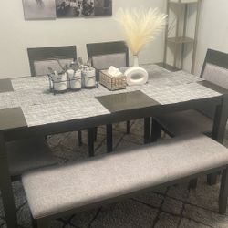 Dining Table With Four Chairs And 1 Bench 