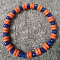 Orange And Blue Bead Bracelet