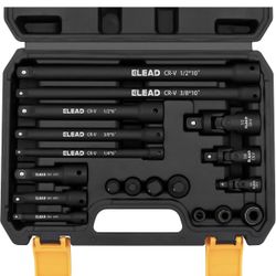 18-Pieces Impact Socket Extension Set: 1/4", 3/8" & 1/2" Drive Socket Extension Bar, Socket Adapter Set, Swivel Universal Joints & Impact Coupler