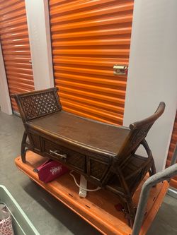Vintage Rattan & Wicker Storage Bench