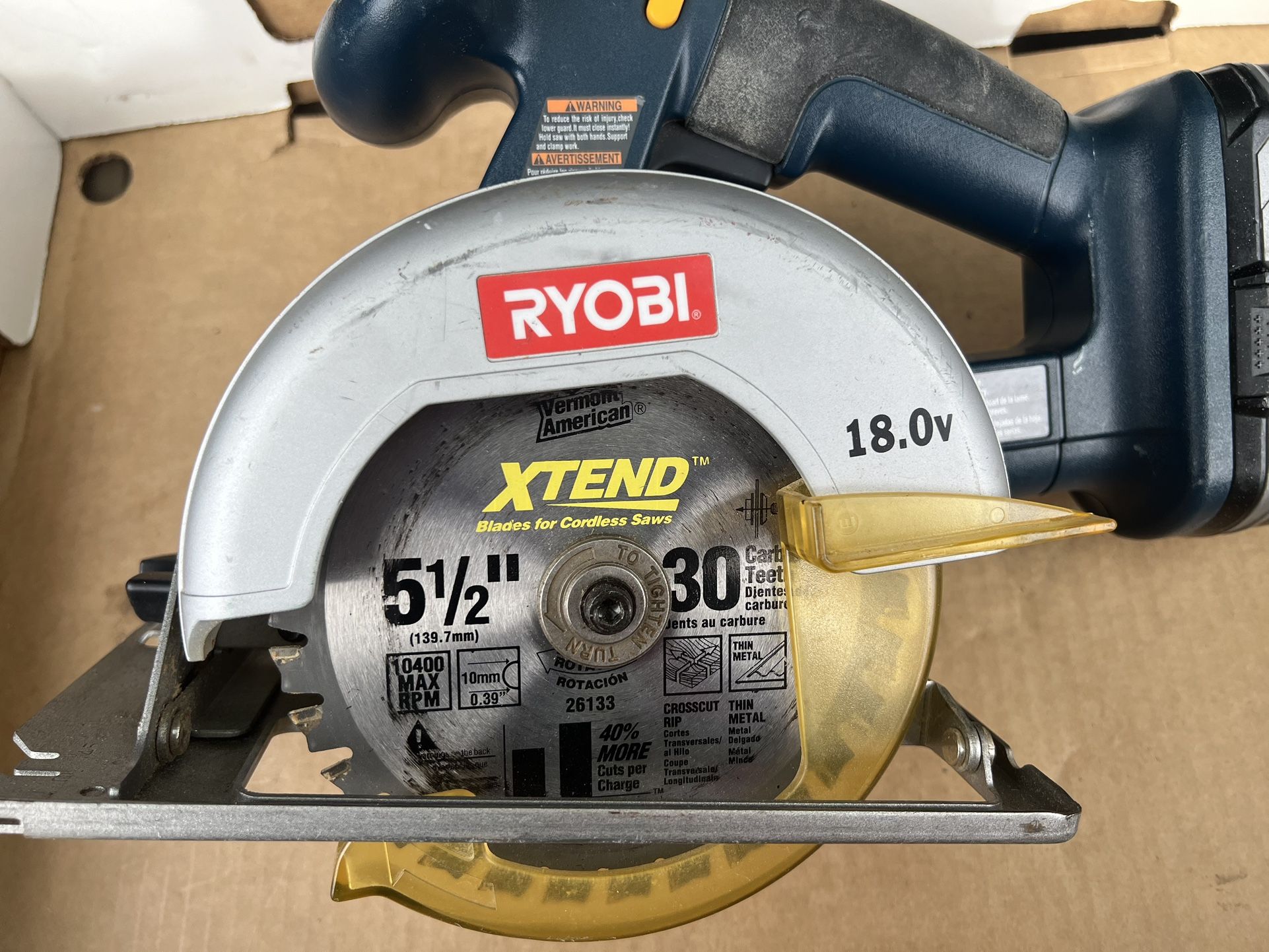 RYOBI 5 1/2” SAW BATTERY 18V 30 Tooth Carbide Blade