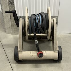 Hose Reel Cart With 50’ Foot Garden Hose & Multi Pattern Nozzle Gun