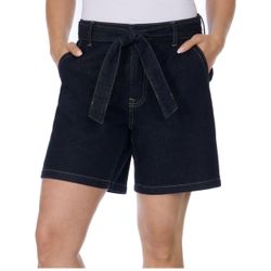 NWT Tommy Hilfiger women dark Blue Denim Tie-Belt Shorts size 4