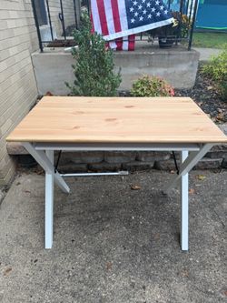 Wood Top Desk with White Legs