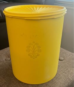 Yellow Tupperware container