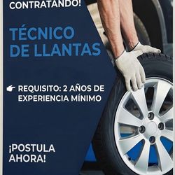 ESTAMOS CONTRATANDO! - TÉCNICO DE LLANTA  ​Buscamos técnico con experiencia para  unirse a nuestro equipo en Phoenix. ​Requisitos: ​Mínimo 2 años de e