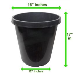 ($5) - 15 Gallon Nursery Pots: Heavy Duty Black Plastic - Indoor/Outdoor