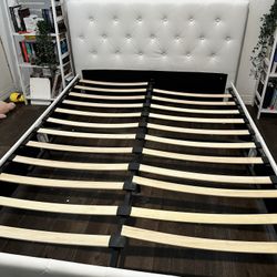 White Tufted Bed Frame