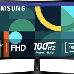 Samsung 27" Essential S3 (S36GD) Series FHD 1800R Curved Computer Monitor, 100Hz, Game Mode, Advanced Eye Comfort, HDMI and D-sub Ports, LS27D366GANXZ