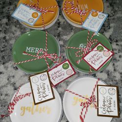 Six 2pks of Holiday Small Ceramic Plates! Brand new! 4 1/2 In Size
