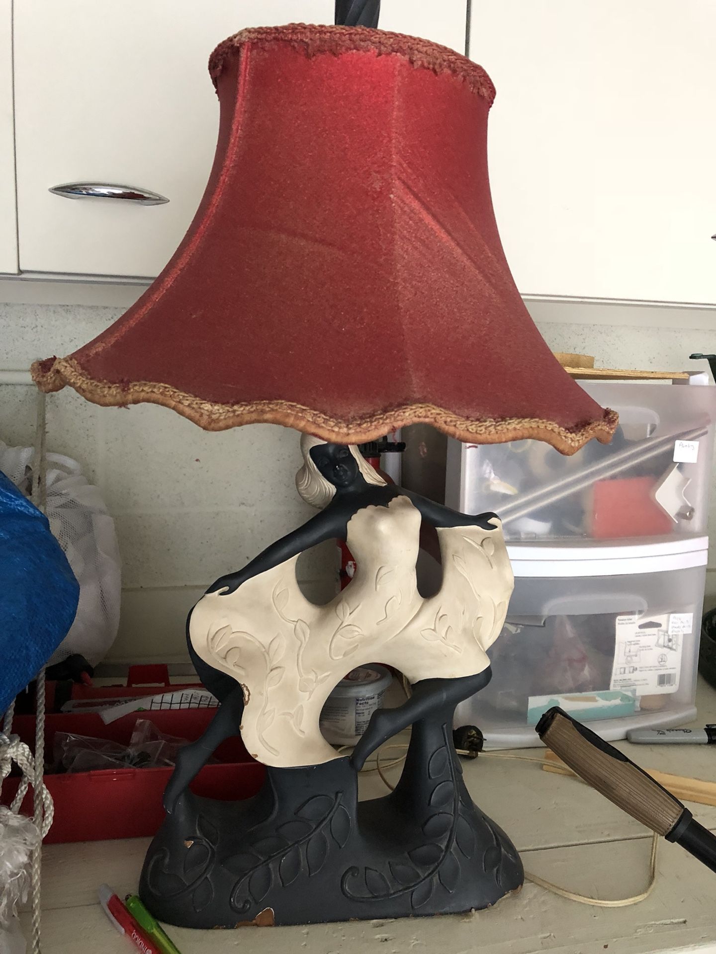Vintage mid century modern figurine chalk lamp