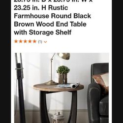 23.75 in. D x 23.75 in. W x 23.25 in. H Rustic Farmhouse Round Black Brown Wood End Table with Storage Shelf


(Pair)