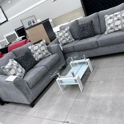 2pc Living Room Set 🩶 Grey Fabric 🔥