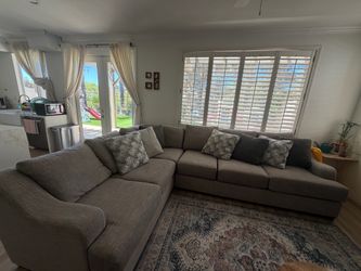 Large Gray Fabric Sectional Sofa