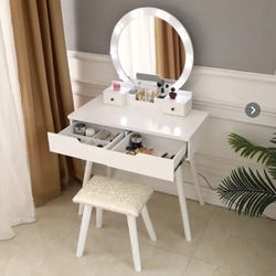 Vanity Makeup Dressing Table Set W/Stool Led Mirror
