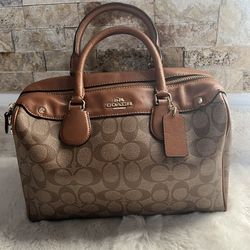 Coach Bennett Satchel Khaki Brown & Saddle Leather Trim