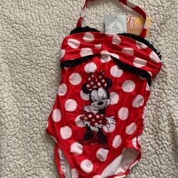 Red Minnie Mouse Girls Halter Top Bathing suit 