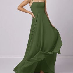 Azazie Olive A-Line Chiffon Dress