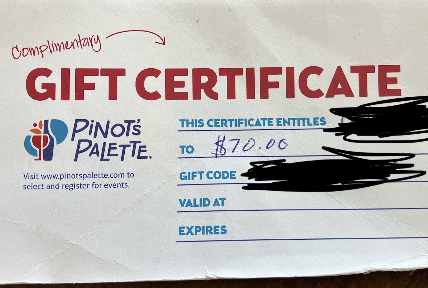 Pinot’s Palette Gift Certificate