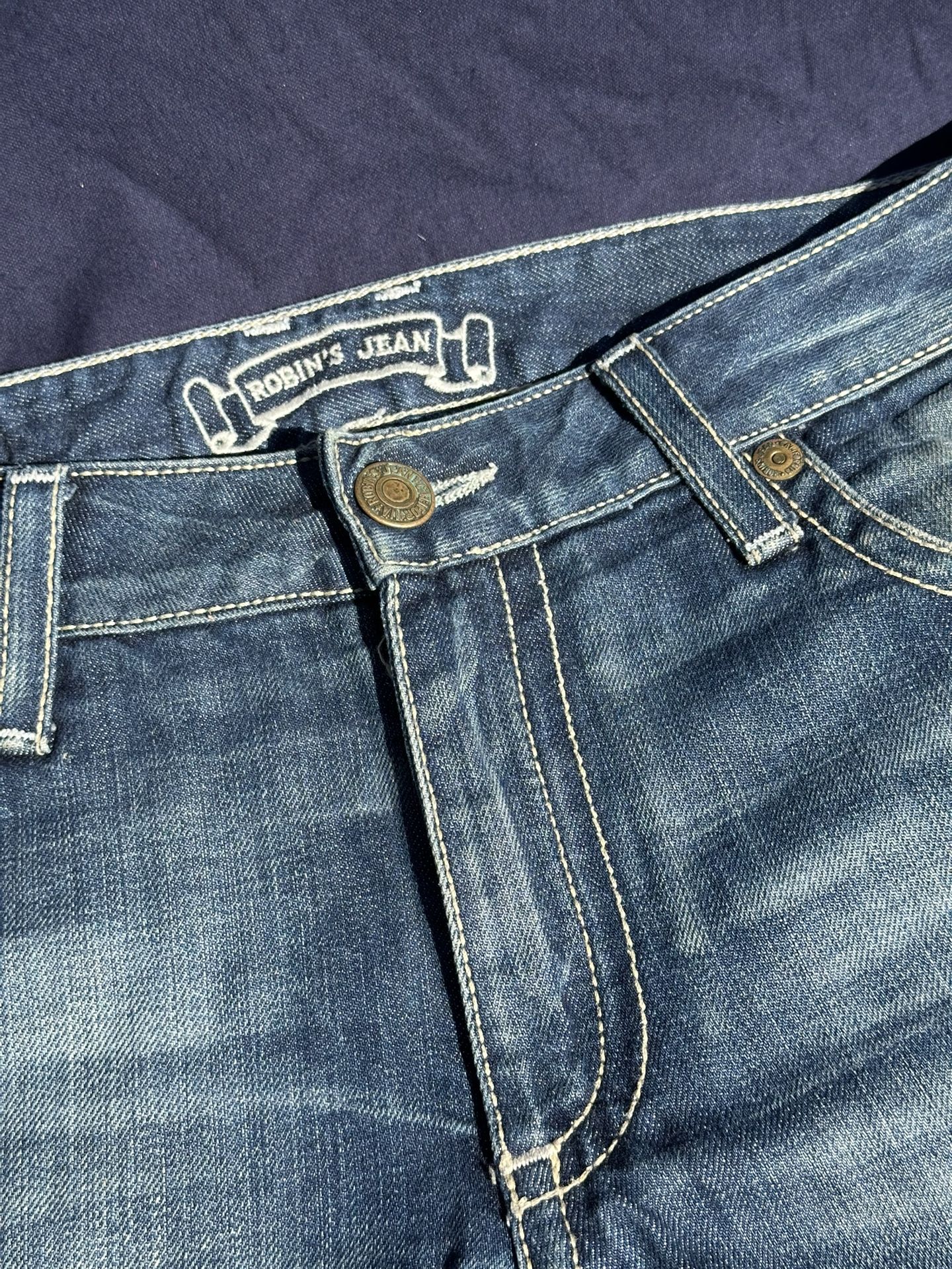 Robins Straight Jeans Mens 30 Pocket Studded Leather Pocket Trim Distressed Y2K