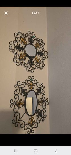 Set of 2 Fleur-de-lis Decorative Mirrors