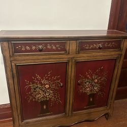 vintage hand-painted wooden accent cabinet